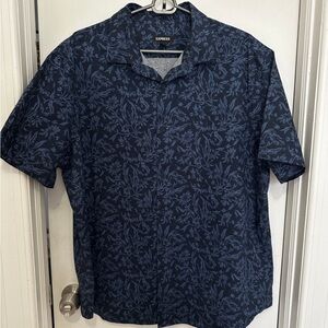 Express Navy Floral Cotton Button Down
